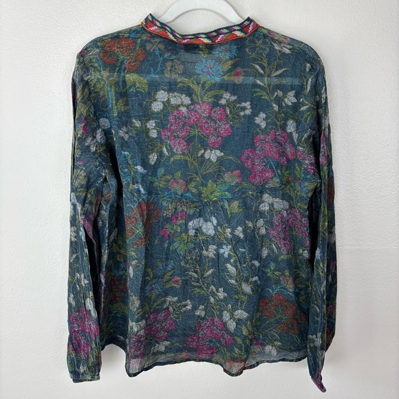 Vintage Goa Embroidered Boho Floral Sheer Long Sleeve Blouse Women’s Size L NWT - Picture 6 of 6
